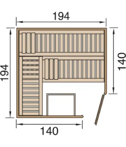 Weka Ecksauna Varberg mit Holztür, ca. B194/H199/T194 cm
