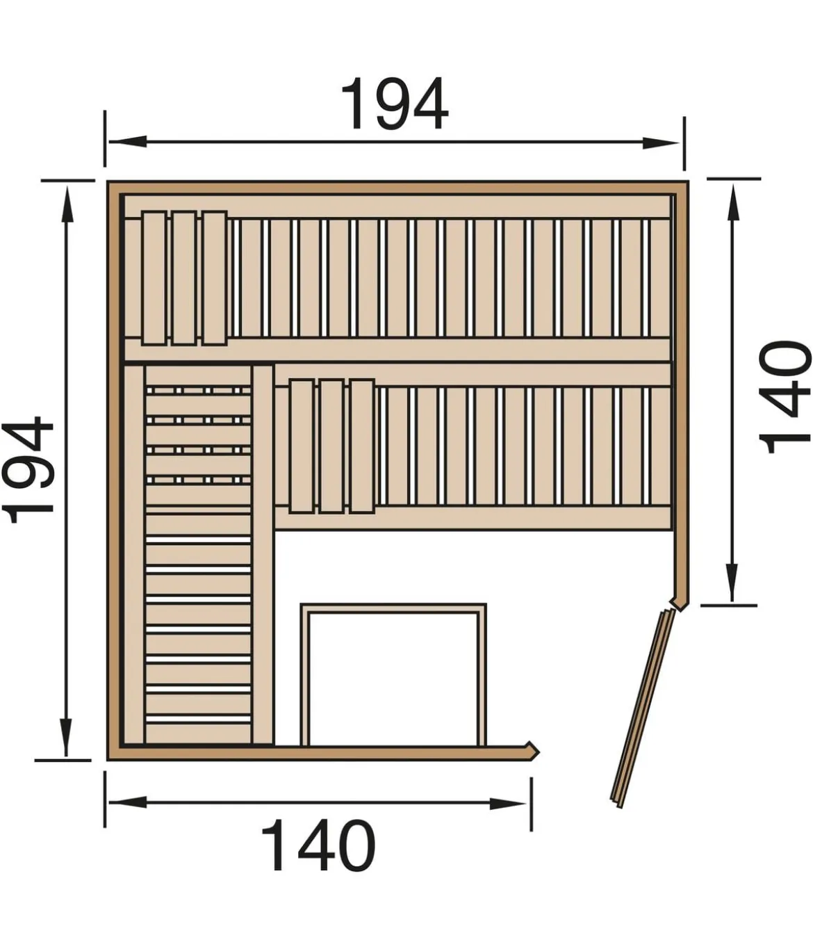 Weka Ecksauna Varberg mit Holztür, ca. B194/H199/T194 cm