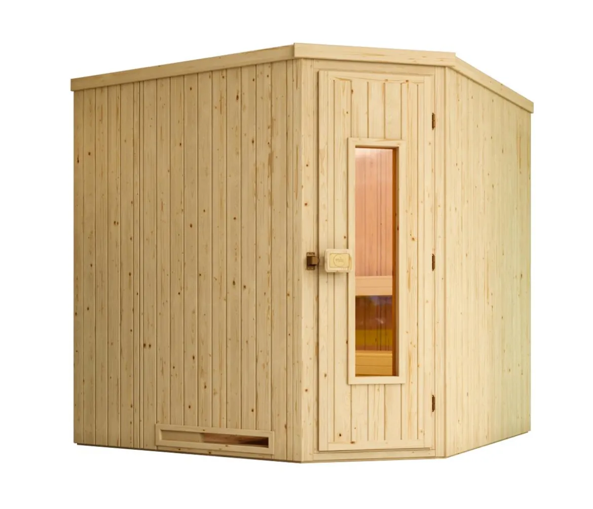 Weka Ecksauna Varberg mit Holztür, ca. B194/H199/T194 cm