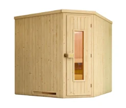 Weka Ecksauna Varberg mit Holztür inkl. Ofen, ca. B194/H199/T194 cm