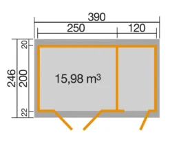 Weka Gartenhaus 254, ca. B390/H222/T246 cm
