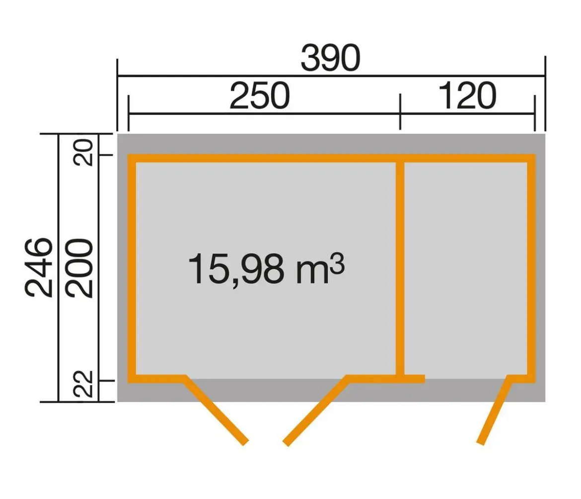 Weka Gartenhaus 254, ca. B390/H222/T246 cm