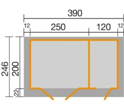 Weka Gartenhaus 254, ca. B390/H222/T246 cm