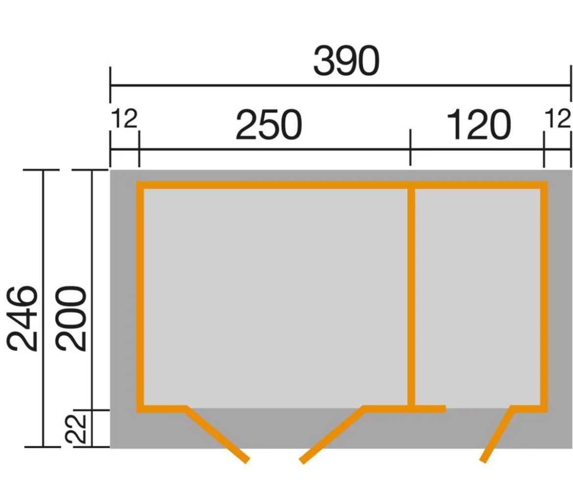 Weka Gartenhaus 254, ca. B390/H222/T246 cm