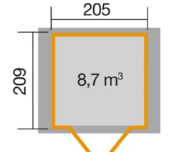 Weka Gartenhaus 224 Gr. 1, ca. B260/H238/T233 cm