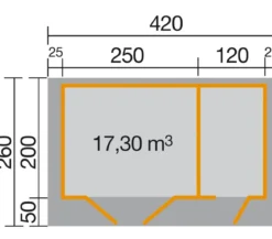Weka Gartenhaus 253 Gr. 1, ca. B420/H270/T260 cm