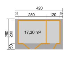 Weka Gartenhaus 253 Gr. 1, ca. B420/H270/T260 cm