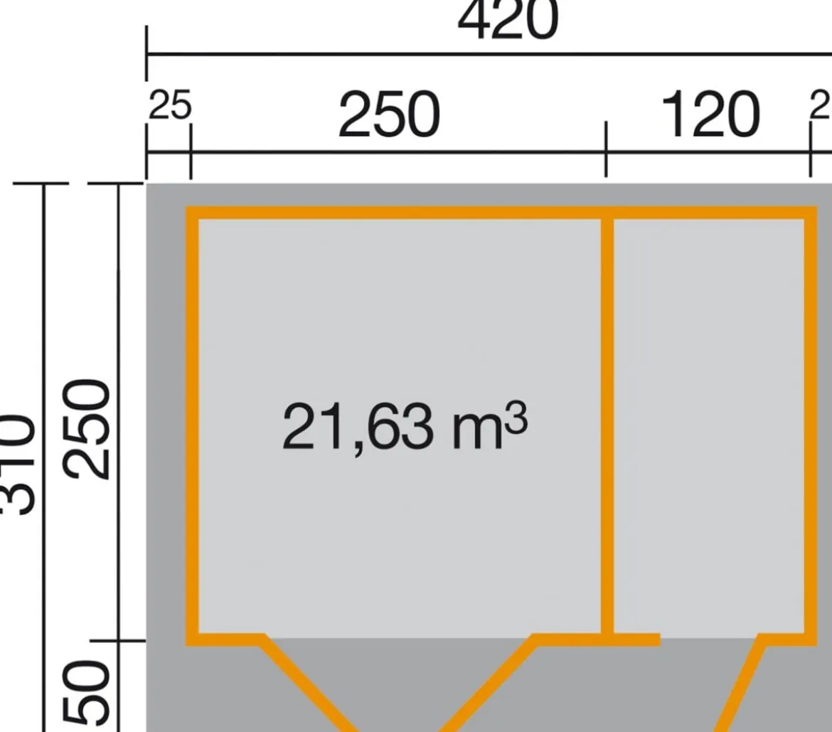 Weka Gartenhaus 253 Gr. 2, ca. B420/H270/T310 cm