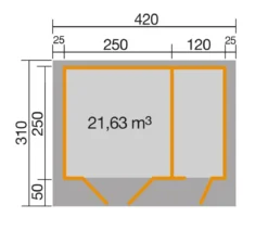 Weka Gartenhaus 253 Gr. 2, ca. B420/H270/T310 cm