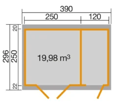 Weka Gartenhaus 254 Gr. 2, ca. B390/H222/T296 cm