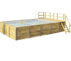 Weka Massivholzpool 595 Gr. 2, ca. B650/H201/T490 cm, Folie Hellgrau