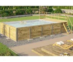 Weka Massivholzpool 595 Gr. 2, ca. B650/H201/T490 cm, Folie Hellgrau