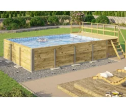 Weka Massivholzpool 595 Gr. 2, ca. B650/H201/T490 cm, Folie Blau/Mosaic