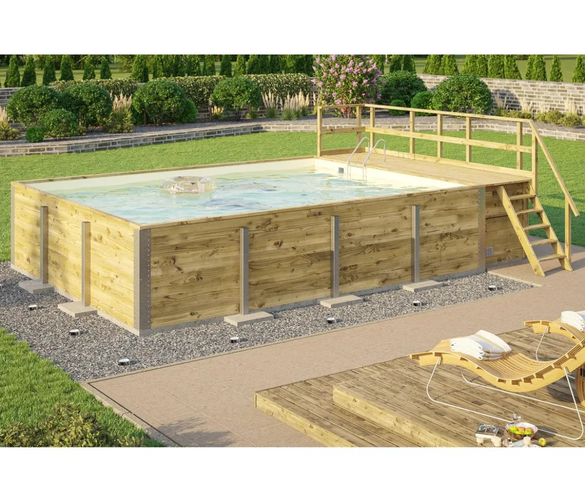 Weka Massivholzpool 595 Gr. 2, ca. B650/H201/T490 cm, Folie Sand