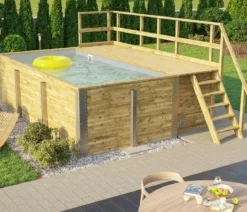 Weka Massivholzpool 595 Gr. 1, ca. B490/H201/T315 cm, Folie Hellgrau