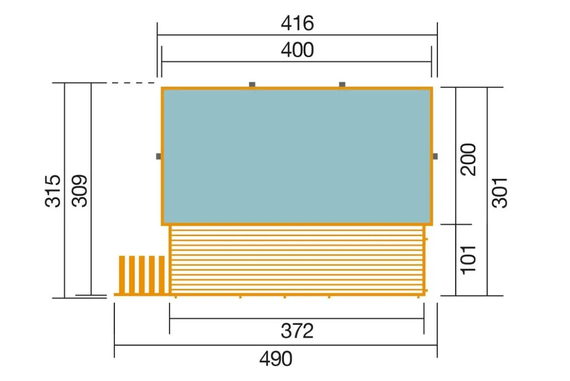 Weka Massivholzpool 595 Gr. 1, ca. B490/H201/T315 cm, Folie Hellgrau