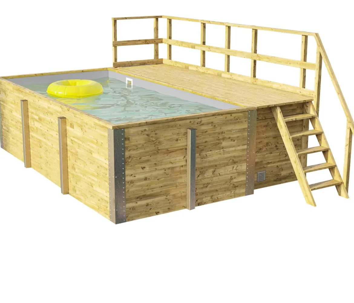 Weka Massivholzpool 595 Gr. 1, ca. B490/H201/T315 cm, Folie Hellgrau