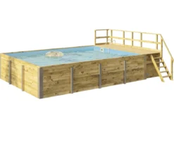 Weka Massivholzpool 595 Gr. 2, ca. B650/H201/T490 cm, Folie Blau