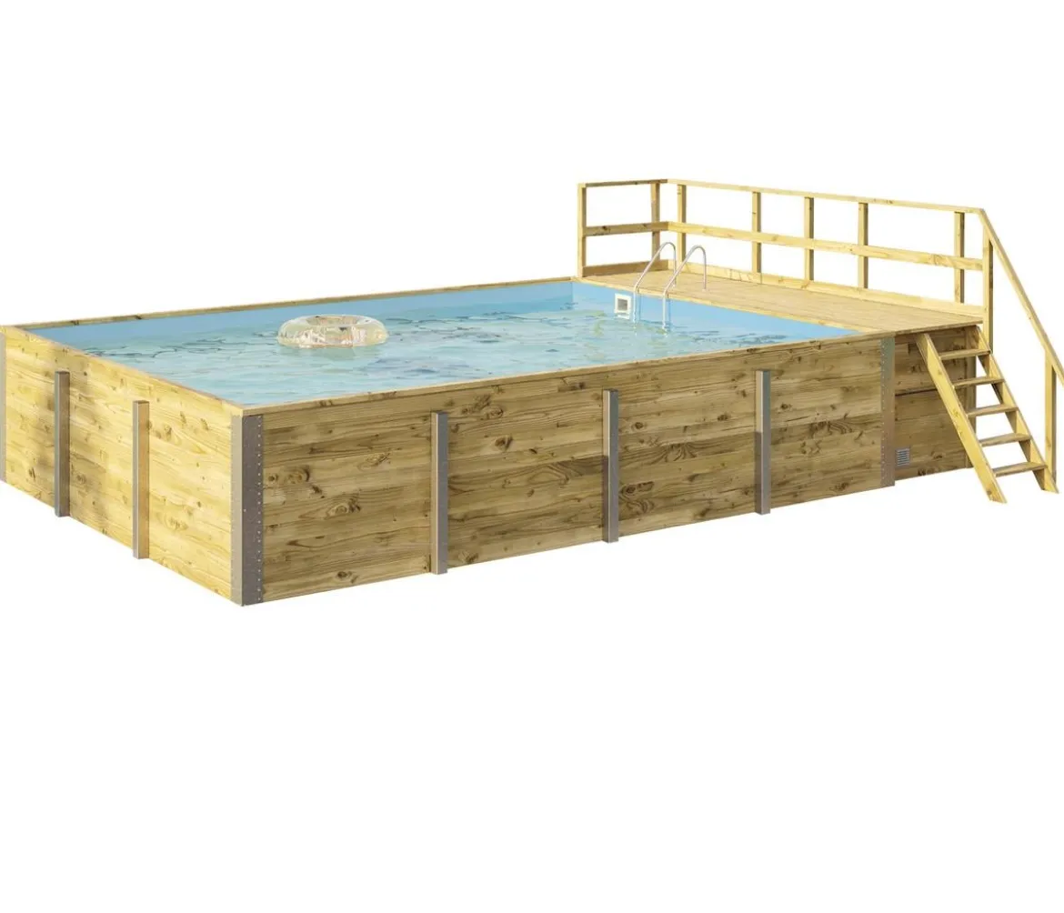Weka Massivholzpool 595 Gr. 2, ca. B650/H201/T490 cm, Folie Blau