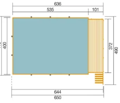 Weka Massivholzpool 595 Gr. 2, ca. B650/H201/T490 cm, Folie Blau