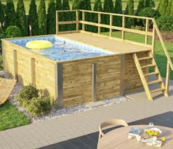 Weka Massivholzpool 595 Gr. 1, ca. B490/H201/T315 cm, Folie Blau/Mosaic