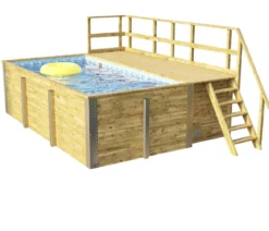 Weka Massivholzpool 595 Gr. 1, ca. B490/H201/T315 cm, Folie Blau/Mosaic