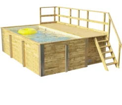 Weka Massivholzpool 595 Gr. 1, ca. B490/H201/T315 cm, Folie Sand/Mosaic