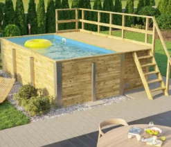 Weka Massivholzpool 595 Gr. 1, ca. B490/H201/T315 cm, Folie Blau