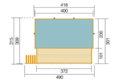 Weka Massivholzpool 595 Gr. 1, ca. B490/H201/T315 cm, Folie Blau