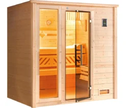 Weka Sauna Bergen mit Glastür und Fenster