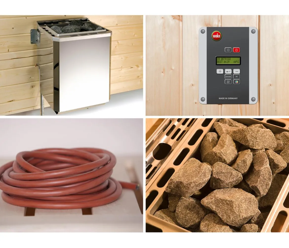 Weka Sauna Cubilis Gr. 2 Spar-Set inkl. Ofen, ca. B198/H205/T198 cm
