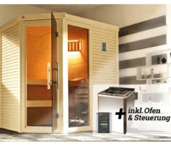 Weka Sauna Cubilis Gr. 2 Spar-Set inkl. Ofen, ca. B198/H205/T198 cm
