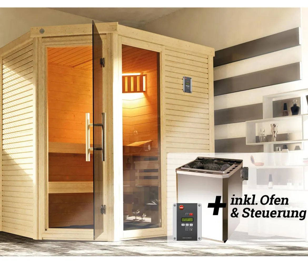 Weka Sauna Cubilis Gr. 2 Spar-Set inkl. Ofen, ca. B198/H205/T198 cm