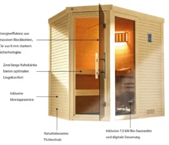 Weka Sauna Cubilis Gr. 2 Spar-Set inkl. Ofen, ca. B198/H205/T198 cm