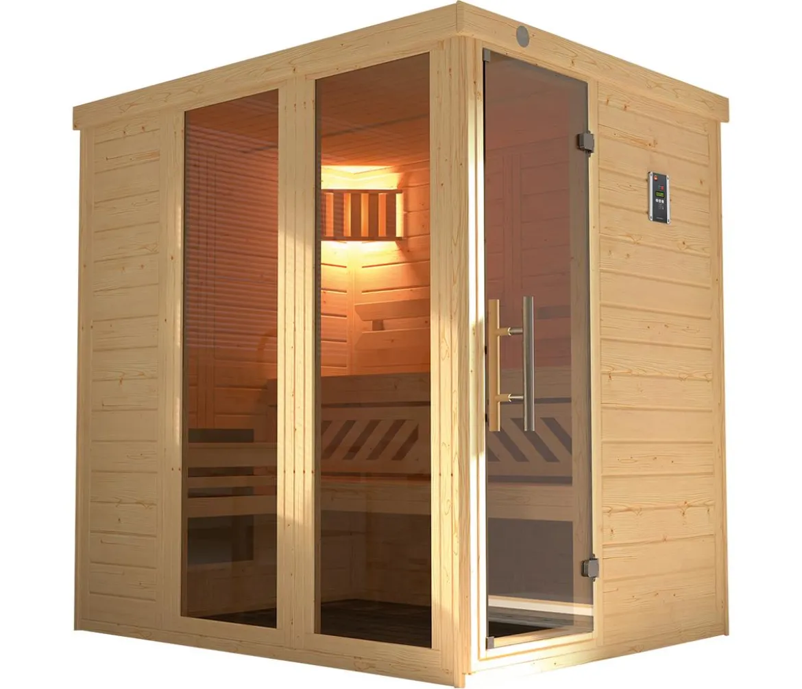 Weka Sauna Kemi Panorama inkl. Ofen, ca. B162/H200/T193 cm
