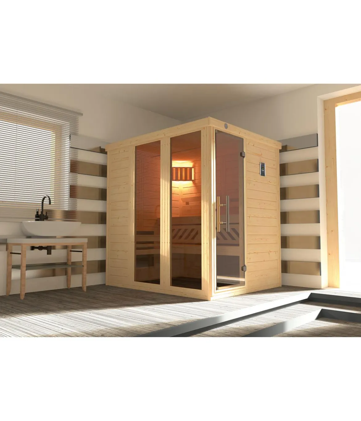 Weka Sauna Kemi Panorama inkl. Ofen, ca. B162/H200/T193 cm