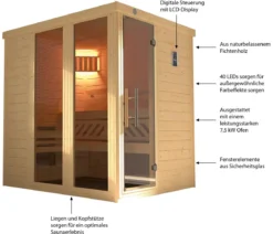 Weka Sauna Kemi Panorama inkl. Ofen, ca. B162/H200/T193 cm