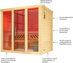 Weka Sauna Kemi Panorama mit Glastür, inkl. Ofen