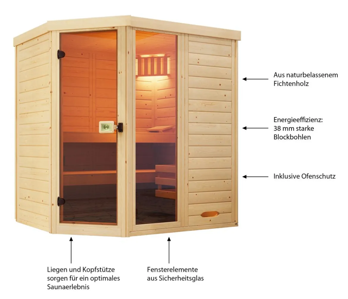 Weka Sauna Laukkala mit Glastür und Fenster