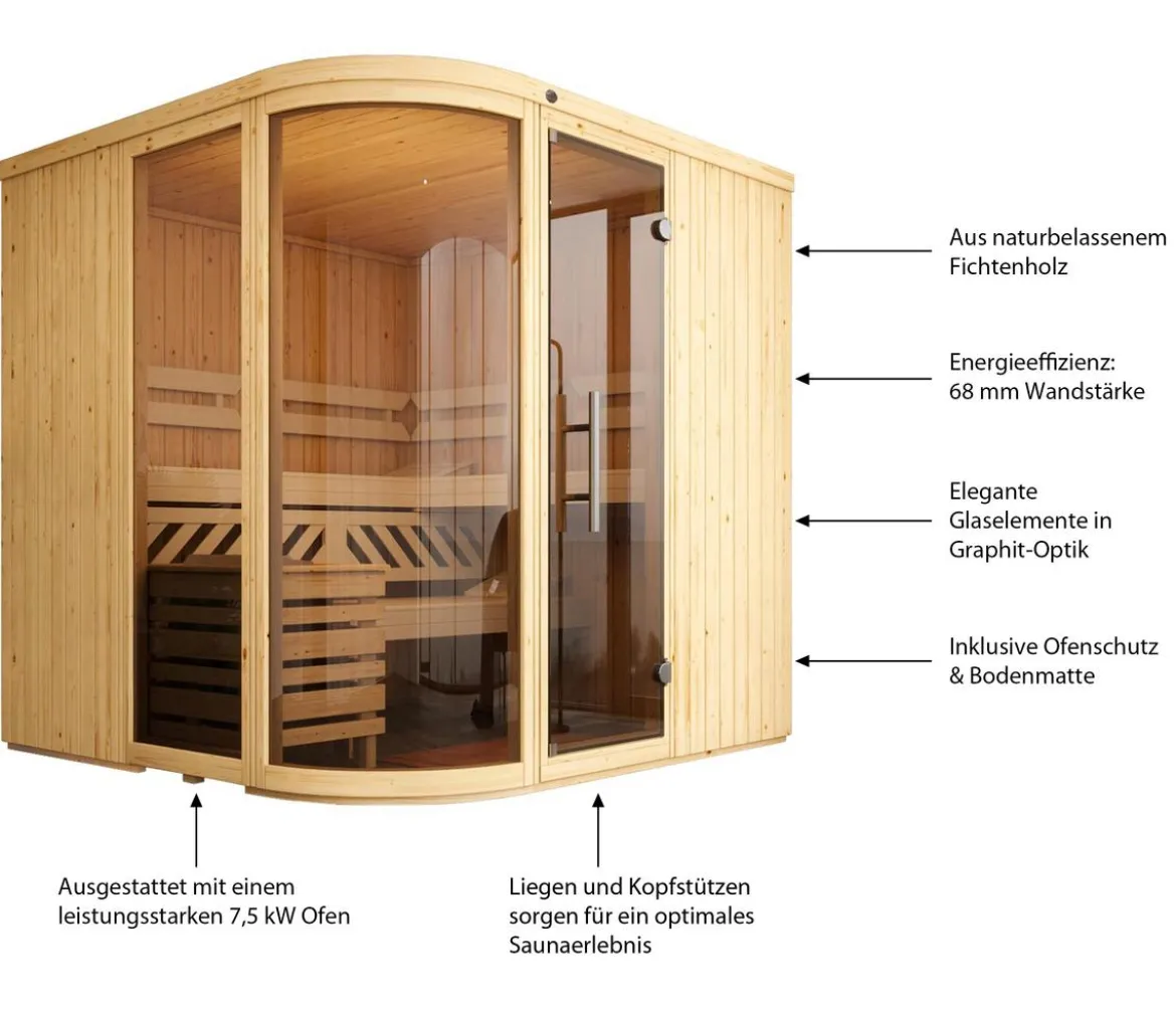 Weka Sauna Sara mit Glastür und Fenster, inkl. Ofen