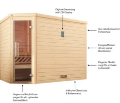Weka Sauna Turku mit Glastür, ca. B248/H205/T198 cm