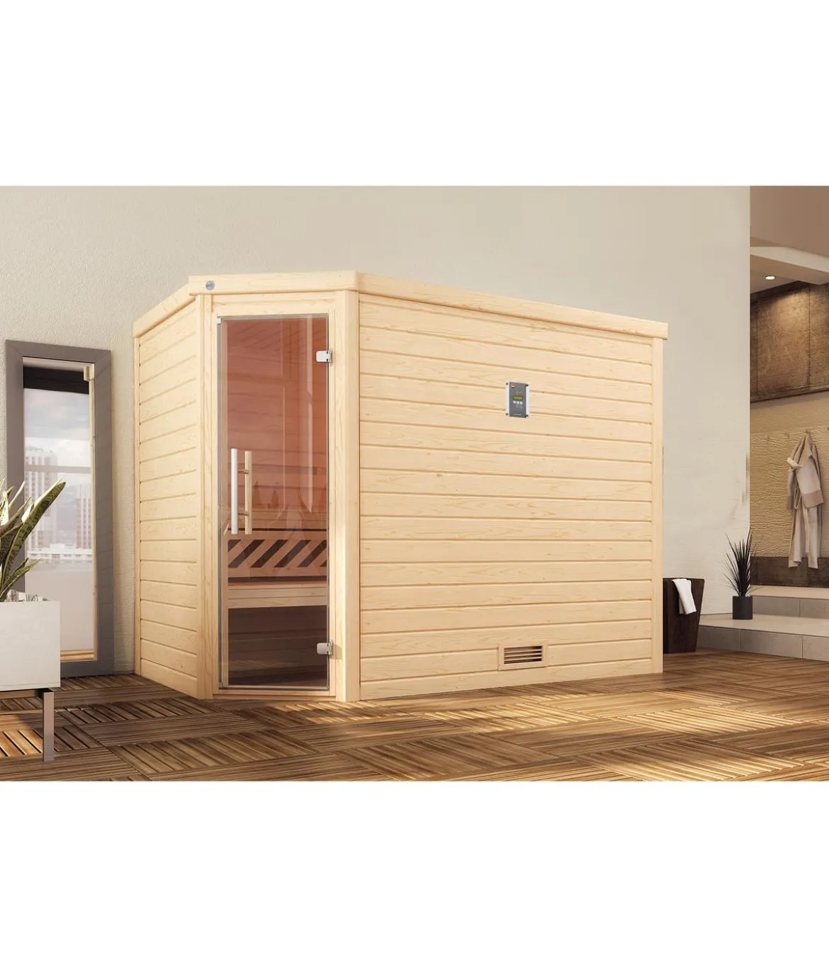 Weka Sauna Turku mit Glastür, ca. B248/H205/T198 cm