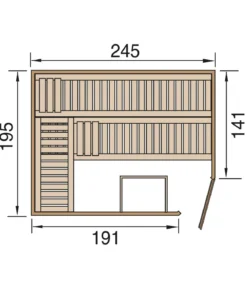 Weka Sauna Turku mit Glastür, ca. B248/H205/T198 cm