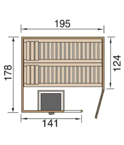 Weka Sauna Turku mit Glastür und Fenster inkl. Ofen, ca. B195/H205/T178 cm