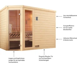 Weka Sauna Turku mit Glastür und Fenster, ca. B248/H205/T198 cm