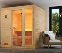 Weka Sauna Valida Plus mit Glastür und Fenster inkl. Ofen, ca. B189/H204/T172 cm