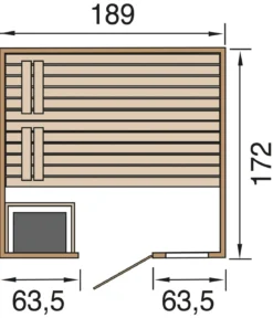Weka Sauna Valida Plus mit Glastür und Fenster inkl. Ofen, ca. B189/H204/T172 cm