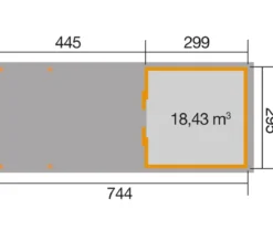 Weka Schiebetürhaus 225 + 445 cm XXL-Anbau