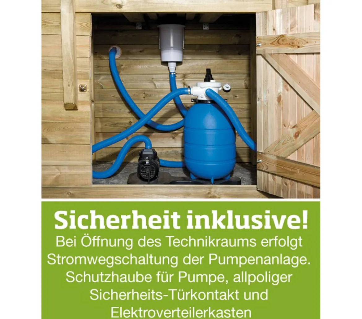 Weka Schwimmbad 594 A, inkl. Technikraum und Holztreppe