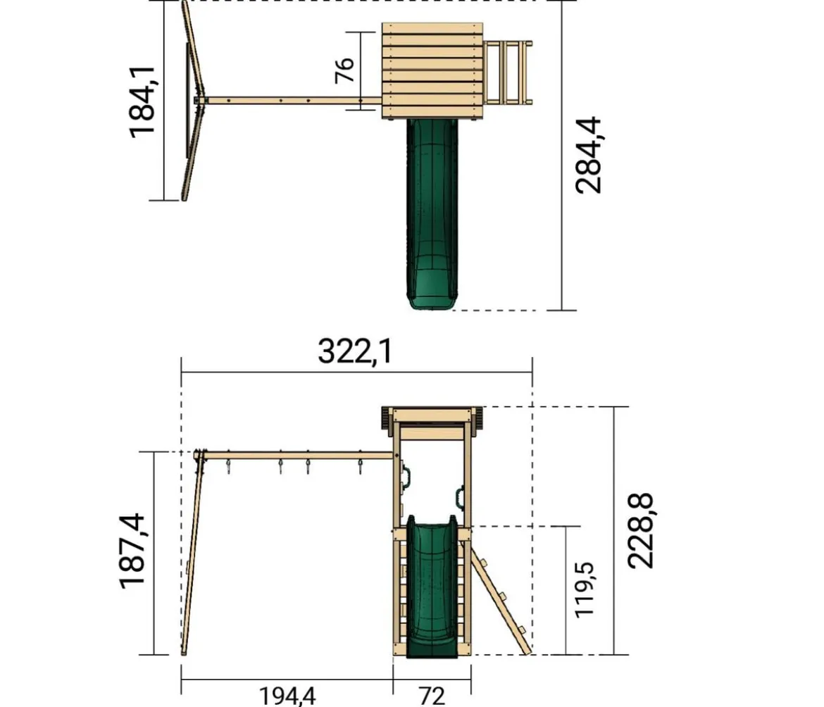 Weka Spielturm Neapel, ca. B322,1/H228,8/T284,4 cm